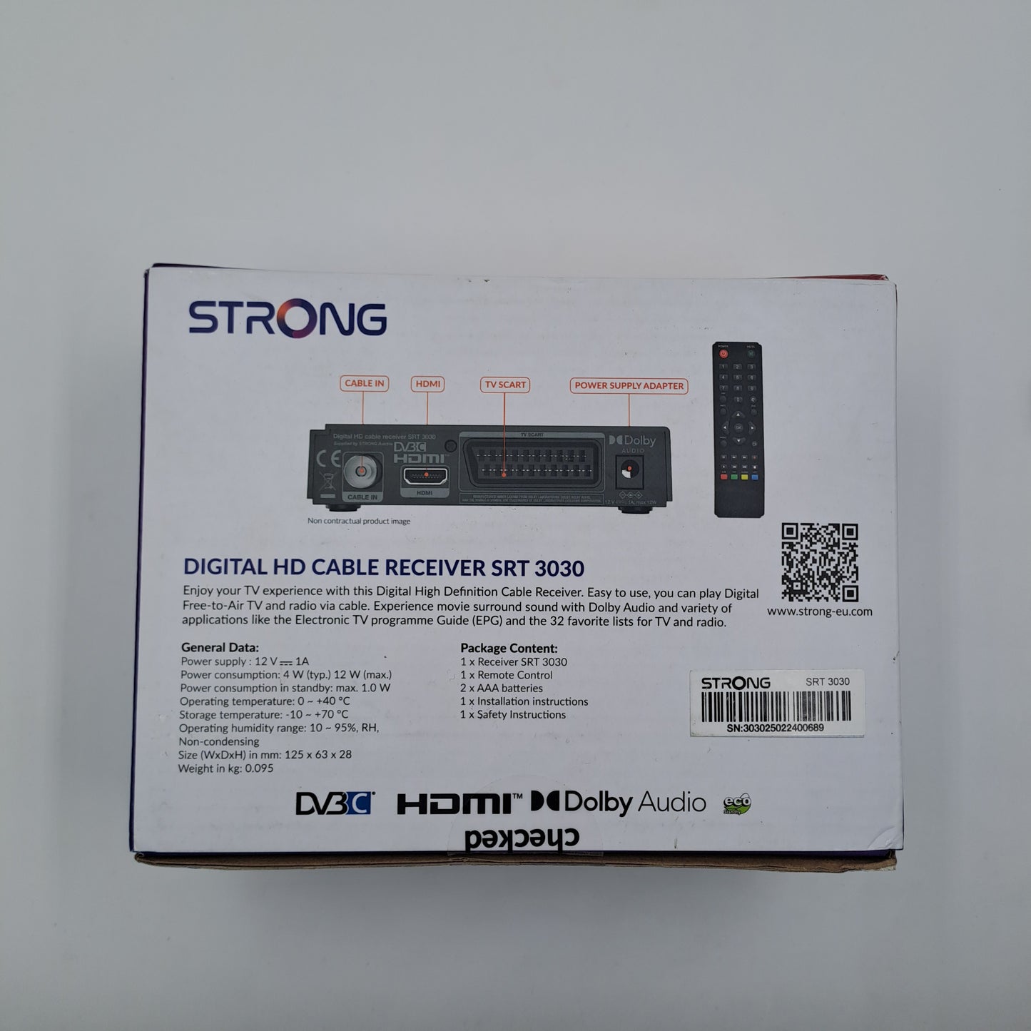 Decoder Digitale Terrestre HD STRONG SRT 3030 DVB-C