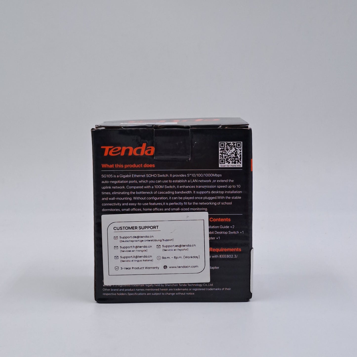 Conmutador Ethernet Tenda SG105 de 5 puertos Gigabit y 1000 Mbps Plug & Play