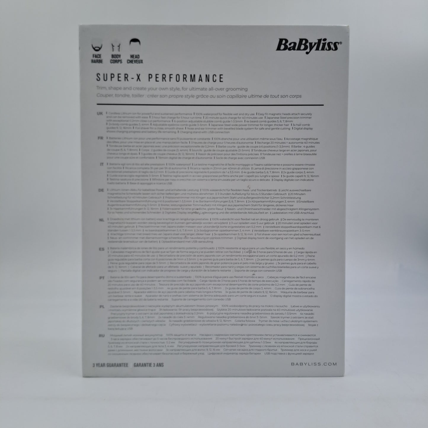 BaByliss Multikit Grooming 15 en 1 – Serie Super-X Metal