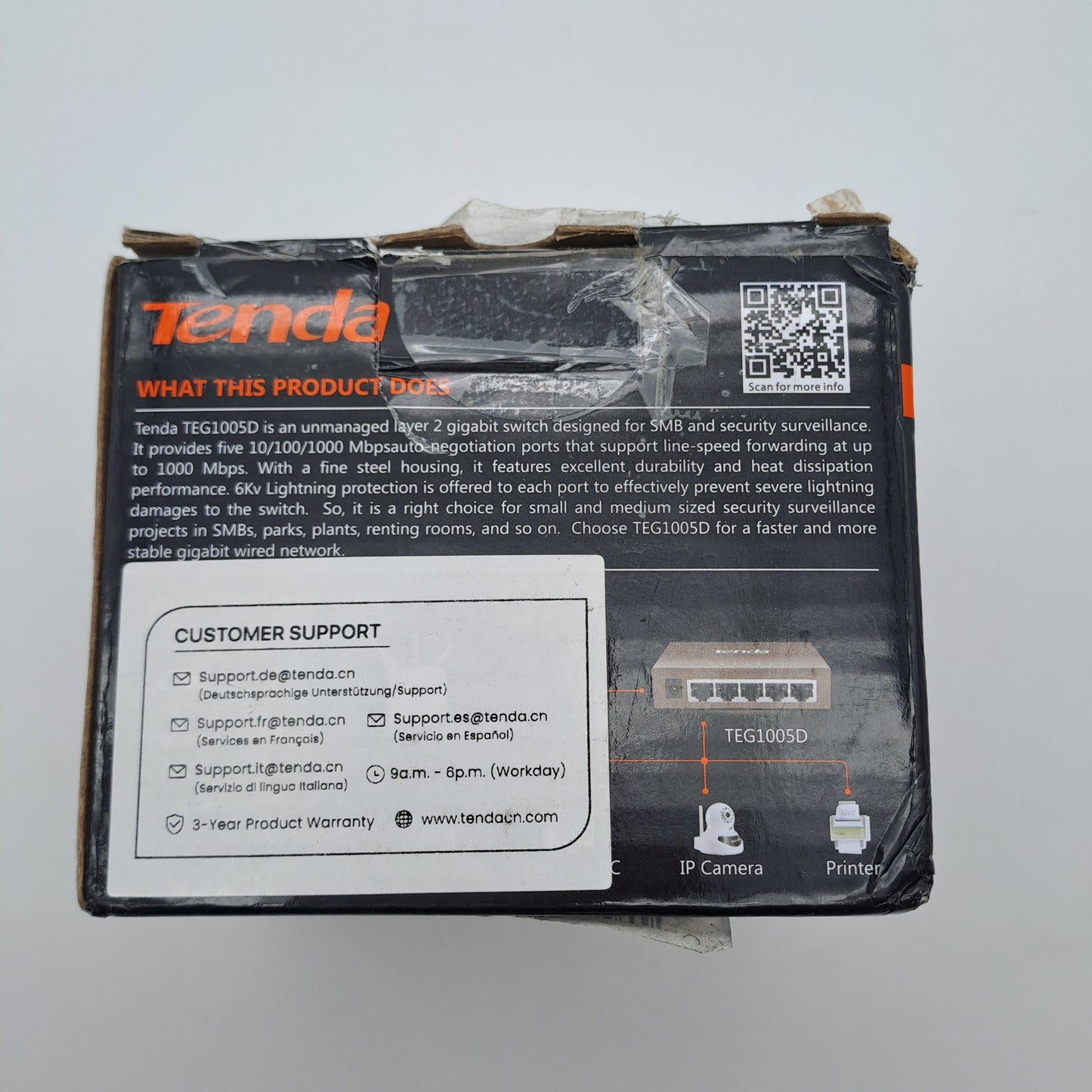 Tenda Switch Gigabit Ethernet 5 Porte