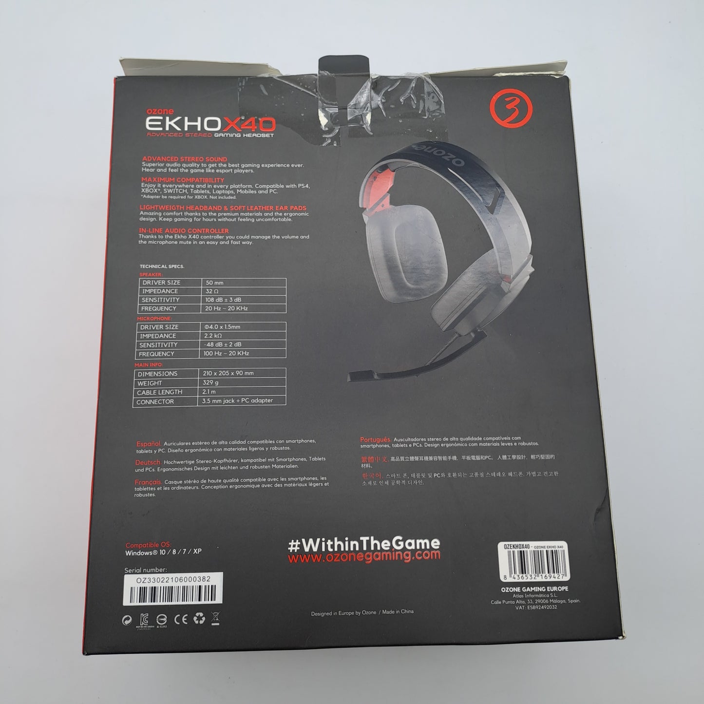 Cuffie da Gioco Ozone EKHO X40 con Microfono