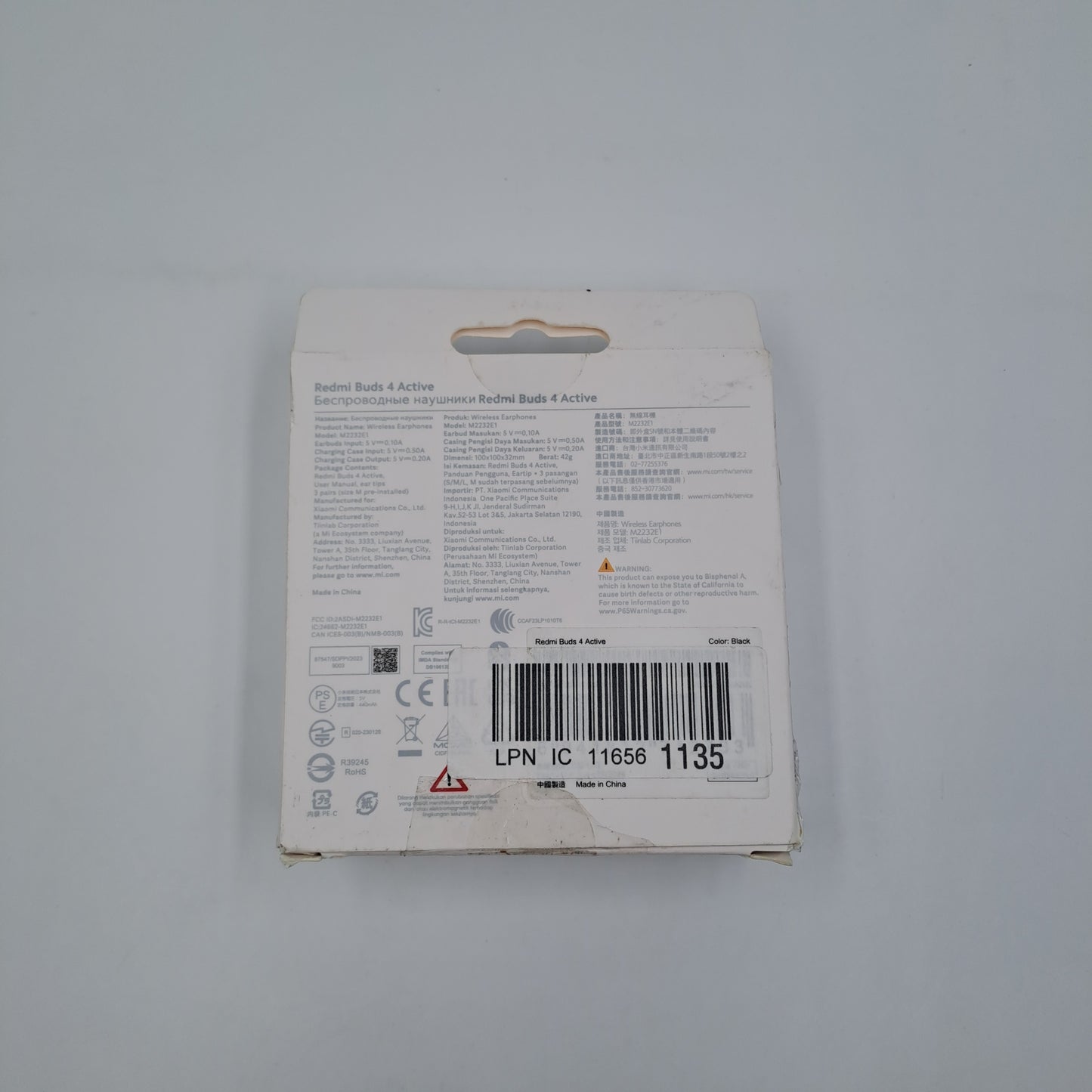 Xiaomi Redmi Buds 4 Active Auricolari Wireless Bluetooth Neri con Custodia