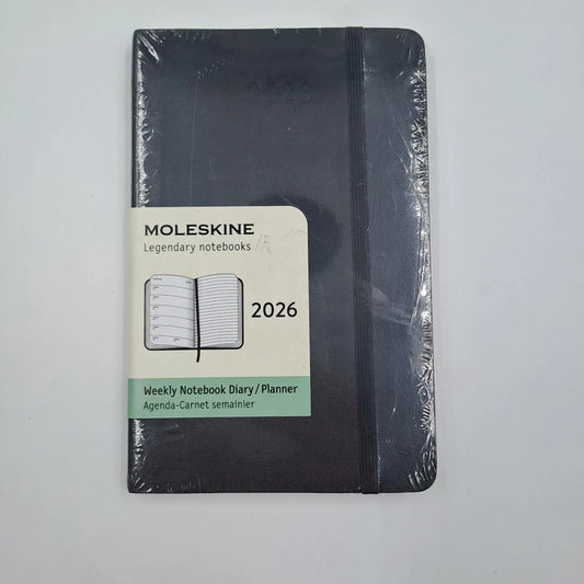 Agenda planner Moleskine 2026 carnet hebdomadaire journal couverture souple noire scellée