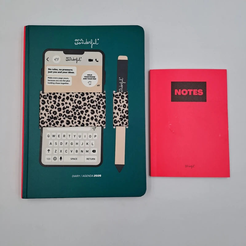 Agenda Basic 2026 Mr. Wonderful avec carnet de notes assorti planner journal couverture rigide