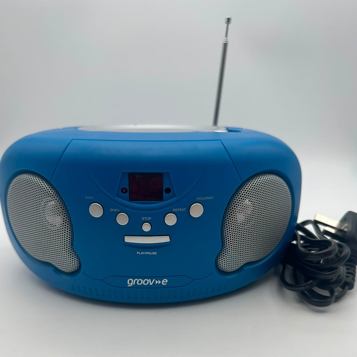 Groov-e GVPS733BE Original Boombox – Lettore CD Portatile con Radio AM/FM e AUX Blu