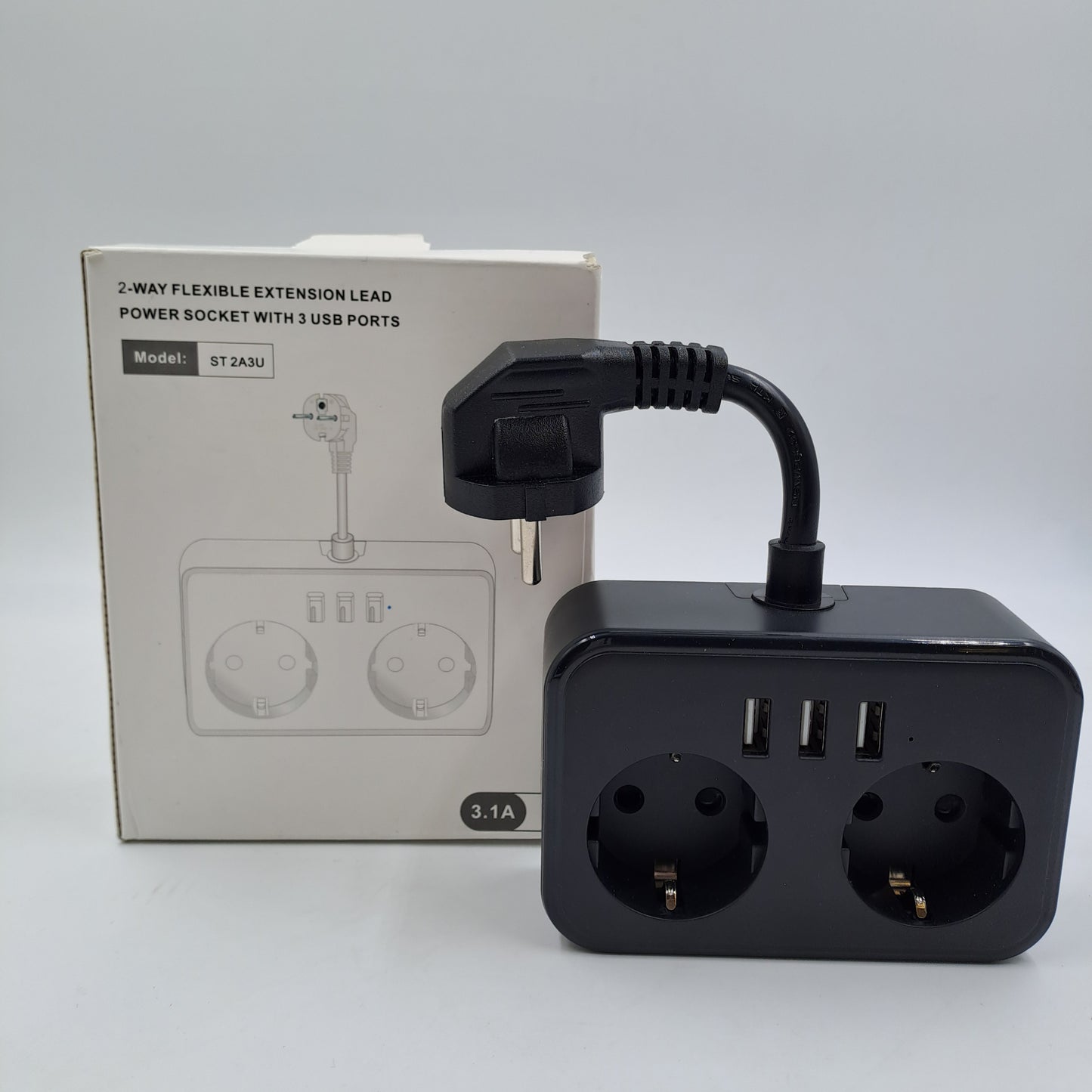 Presa Multipla 2 Vie con 3 Porte USB 3.1A