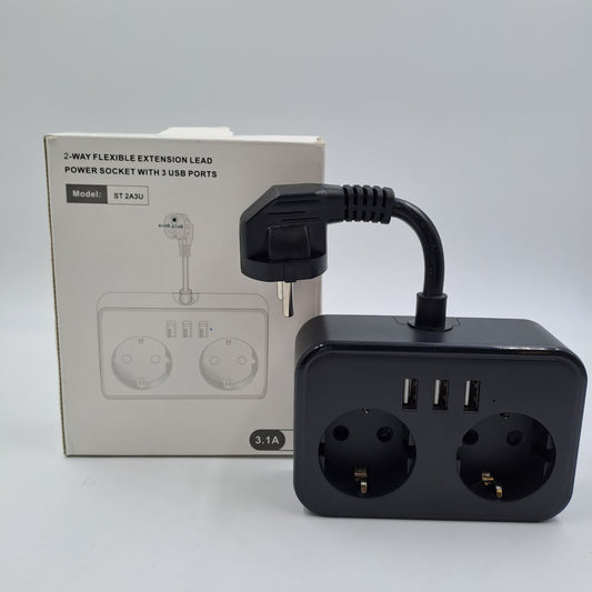 Presa Multipla 2 Vie con 3 Porte USB 3.1A