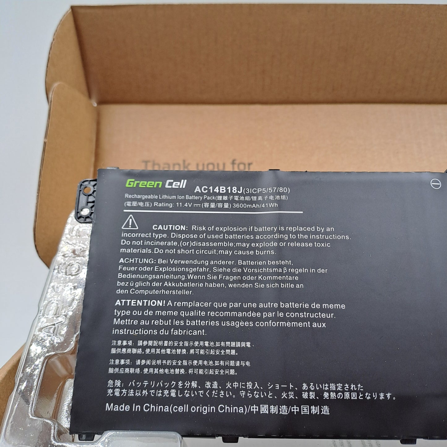 Batteria Green Cell AC14B18J 11.4V 3600mAh per Notebook Acer