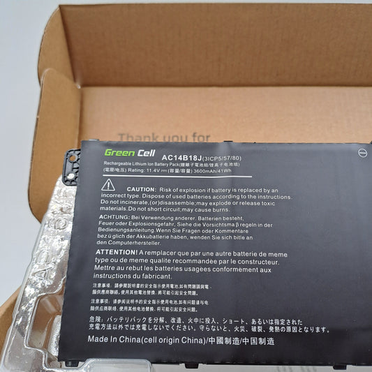 Batteria Green Cell AC14B18J 11.4V 3600mAh per Notebook Acer
