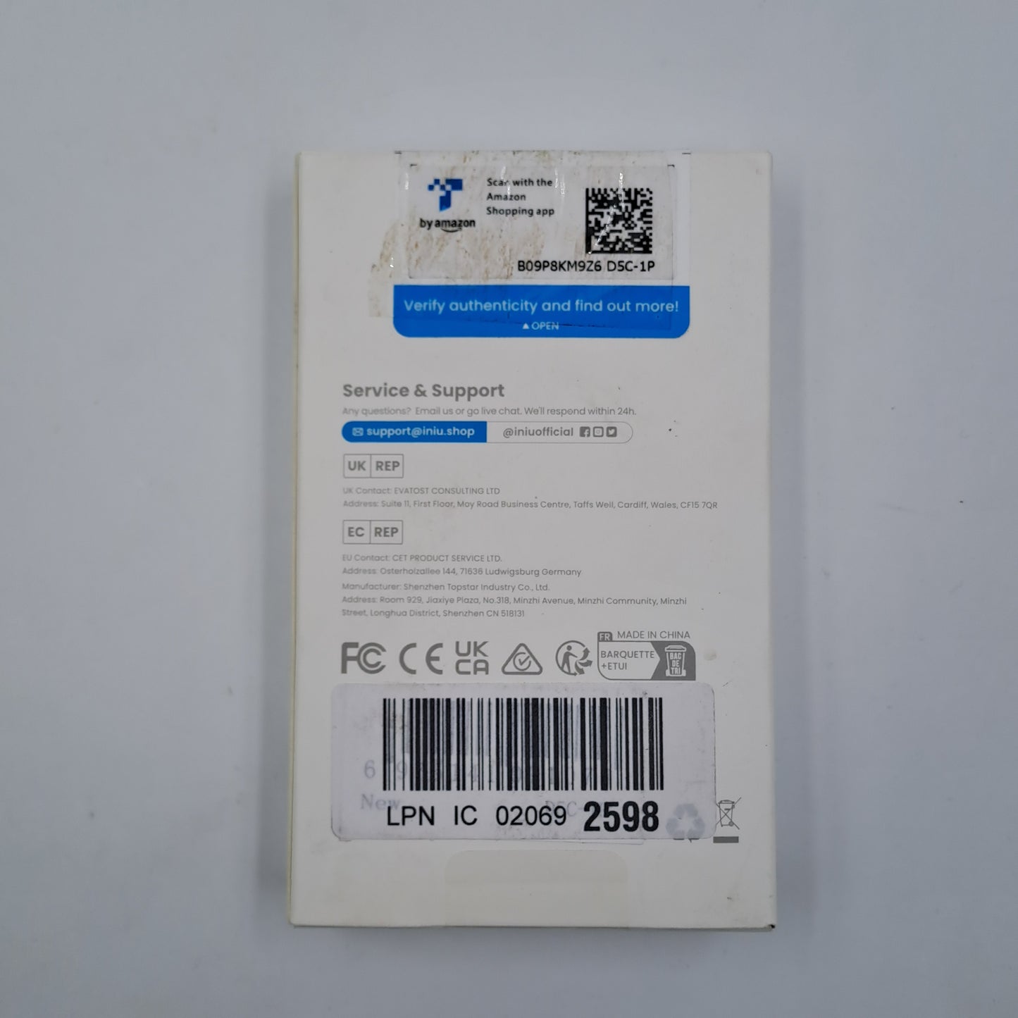 Cable USB-C INIU DI-D5C: carga rápida de 3,1 A (USB-C a USB-C)