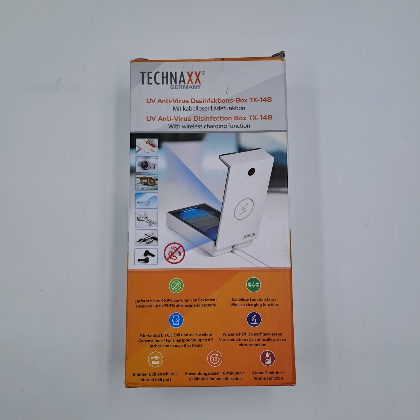 Technaxx Alemania TX-148 – Caja de desinfección UV-C con carga inalámbrica