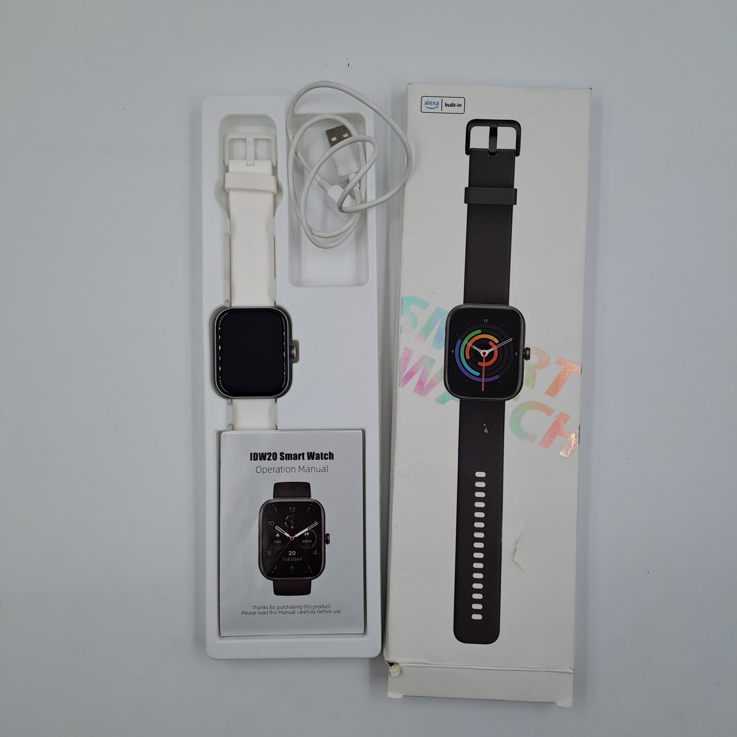 Smart Watch IDW20 White – Fitness Watch with Touch Display and Built-in Alexa