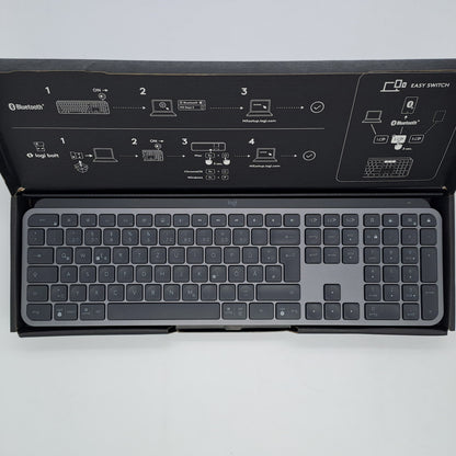 Logitech MX Keys S Tastiera Wireless Retroilluminata (Layout Tedesco QWERTZ) Graphite – Cavo USB-C + Scatola
