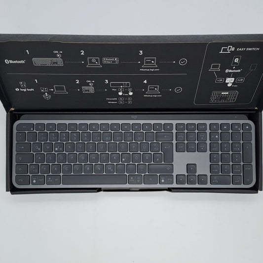 Logitech MX Keys S Tastiera Wireless Retroilluminata (Layout Tedesco QWERTZ) Graphite – Cavo USB-C + Scatola