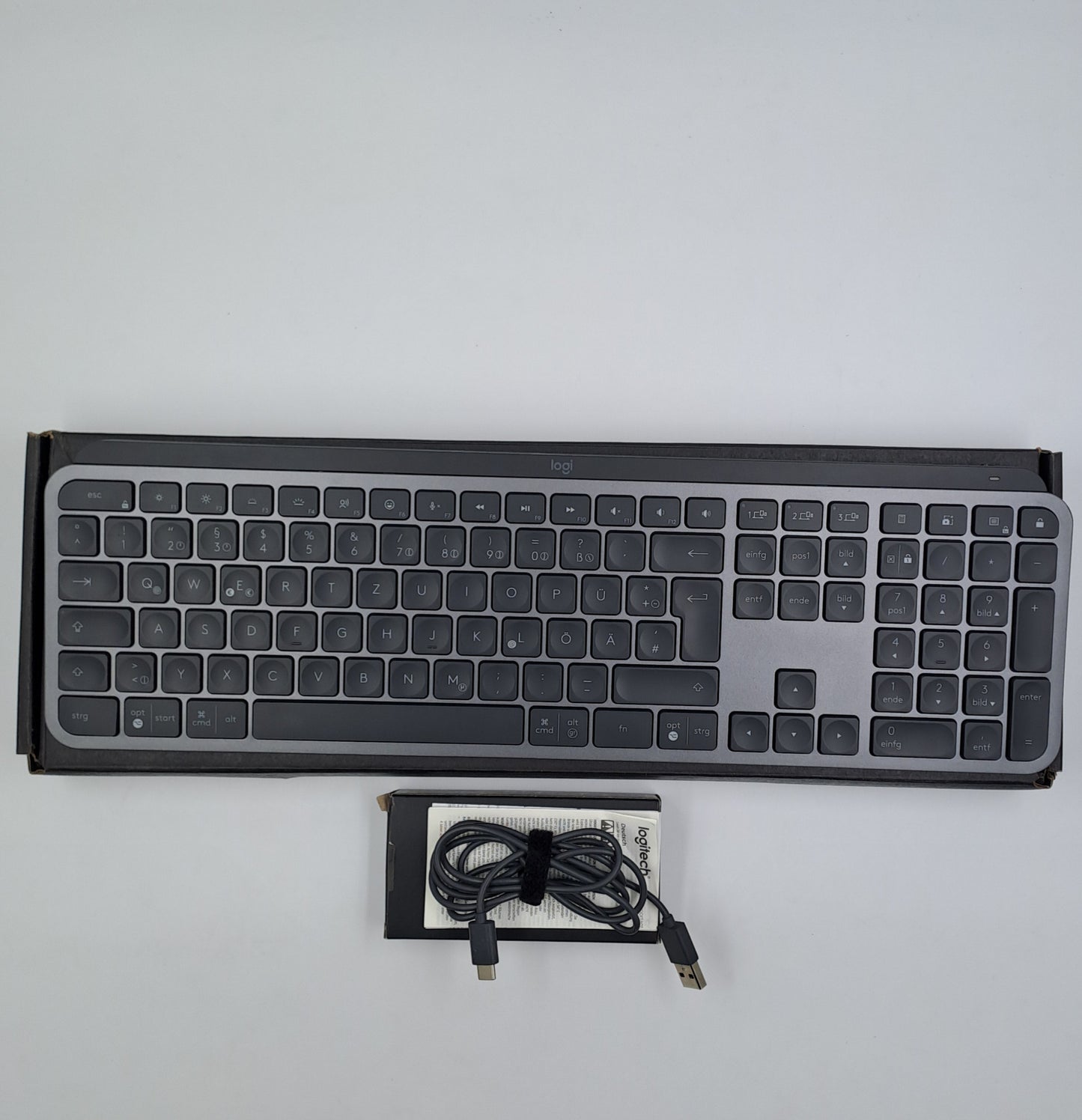 Logitech MX Keys S Tastiera Wireless Retroilluminata (Layout Tedesco QWERTZ) Graphite – Cavo USB-C + Scatola