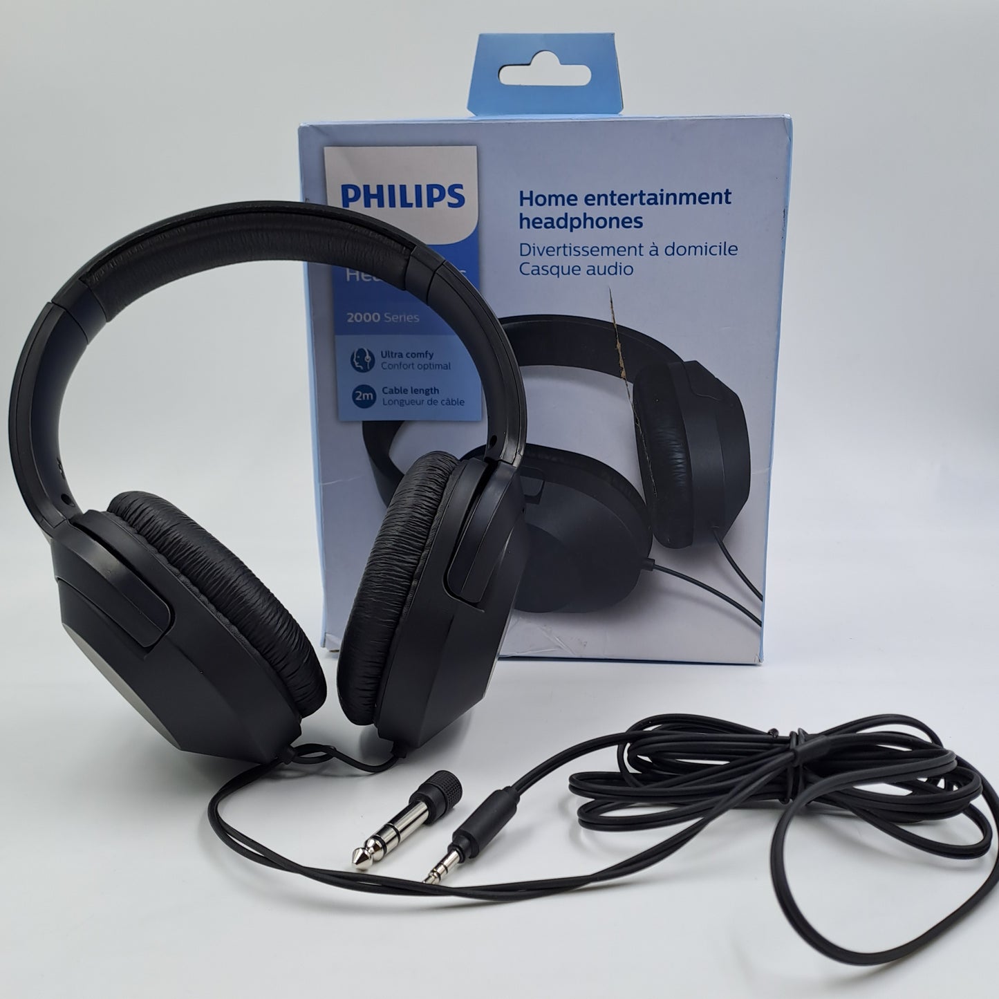 Auriculares supraaurales con cable Philips TAH2005 Serie 2000 (con conector de 3,5 mm y adaptador de 6,3 mm), cable de 2 m, caja original.