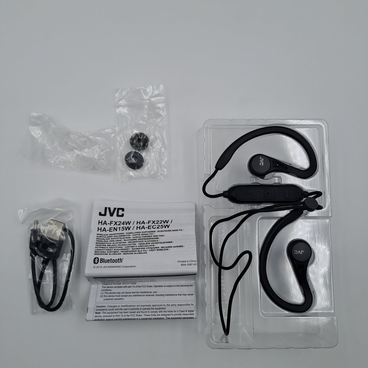 JVC HA-EC25W Bluetooth Sport Wireless Headphones IPX2 Sweatproof Nero