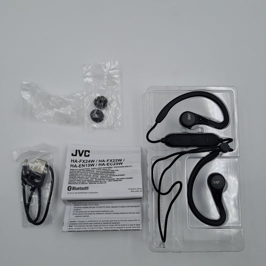 JVC HA-EC25W Bluetooth Sport Wireless Headphones IPX2 Sweatproof Nero