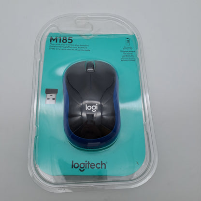 Logitech M185 Mouse Wireless Nero/Blu con Ricevitore USB