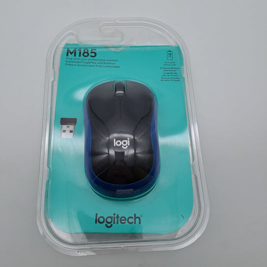 Logitech M185 Mouse Wireless Nero/Blu con Ricevitore USB