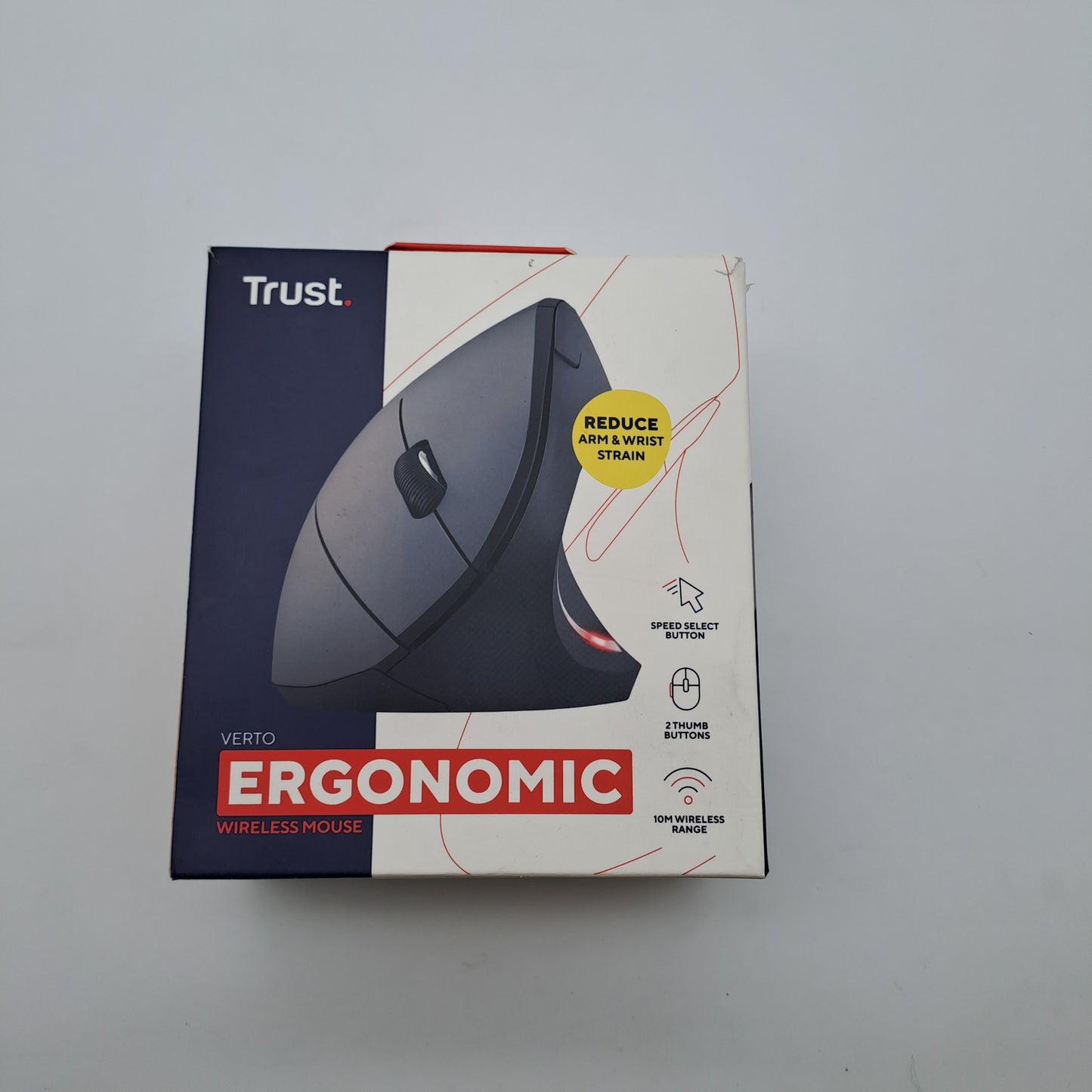Trust Verto Mouse Verticale Wireless Ergonomico Nero con Ricevitore USB