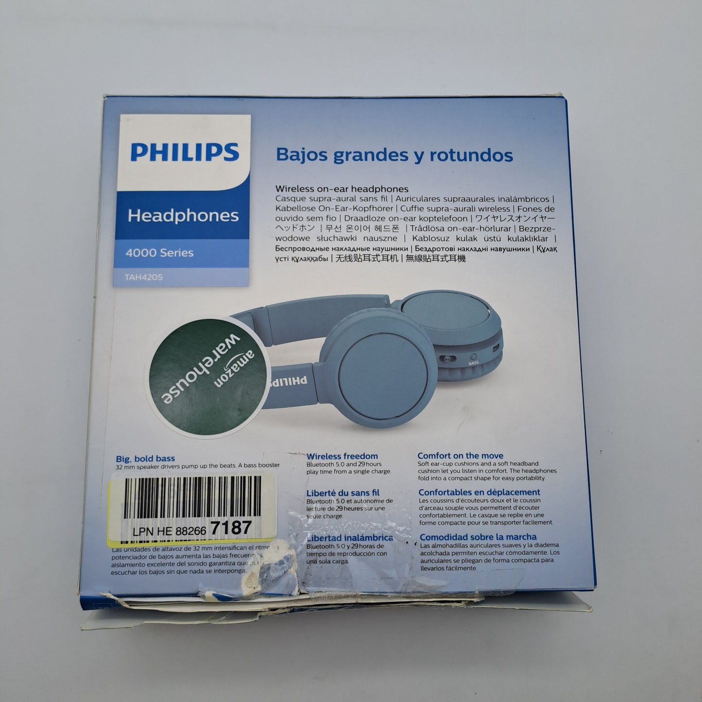 Philips TAH4205 Cuffie Wireless On-Ear Bluetooth Blu