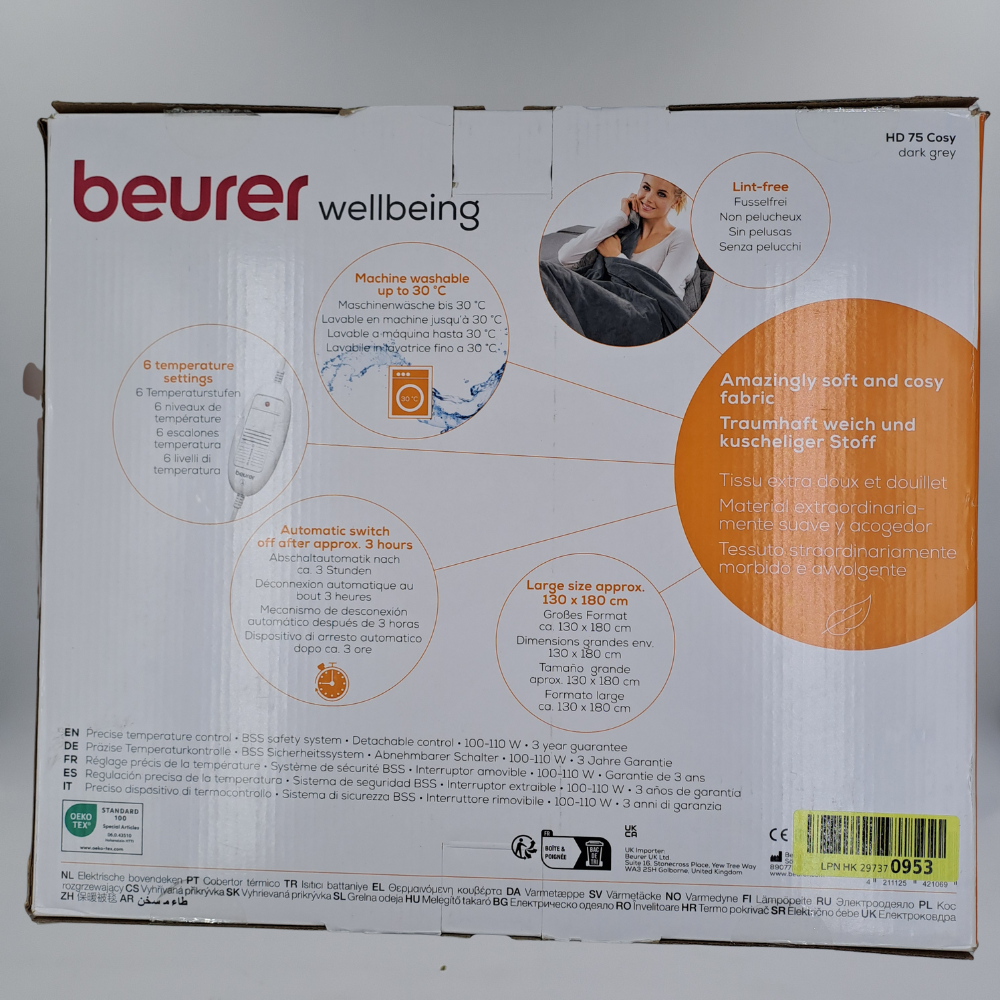 Beurer Wellbeing HD 75 Cosy – Termocoperta Dark Grey
