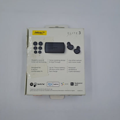 Jabra Elite 3 Écouteurs sans fil Bluetooth avec étui de chargement noirs