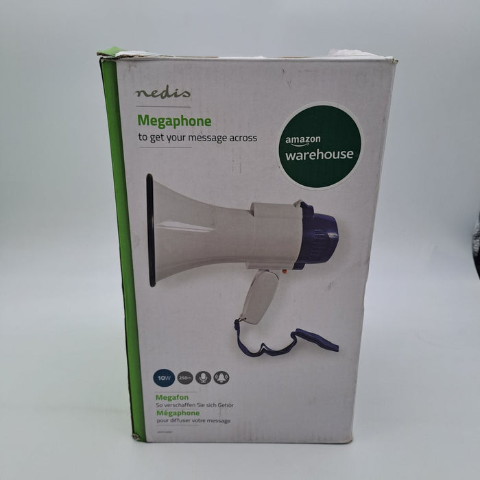 Nedis MEPH150WT Megafono 10W 250 m con Sirena e Registrazione