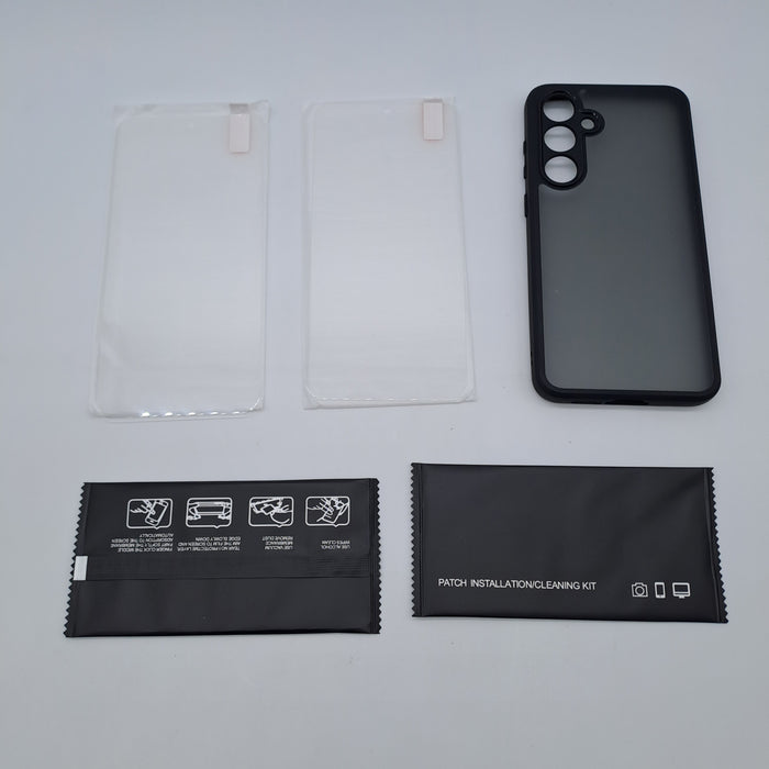 Kit Samsung Galaxy S24 FE 5G – Cover Nera + 2 Vetri Temperati e Kit Installazione