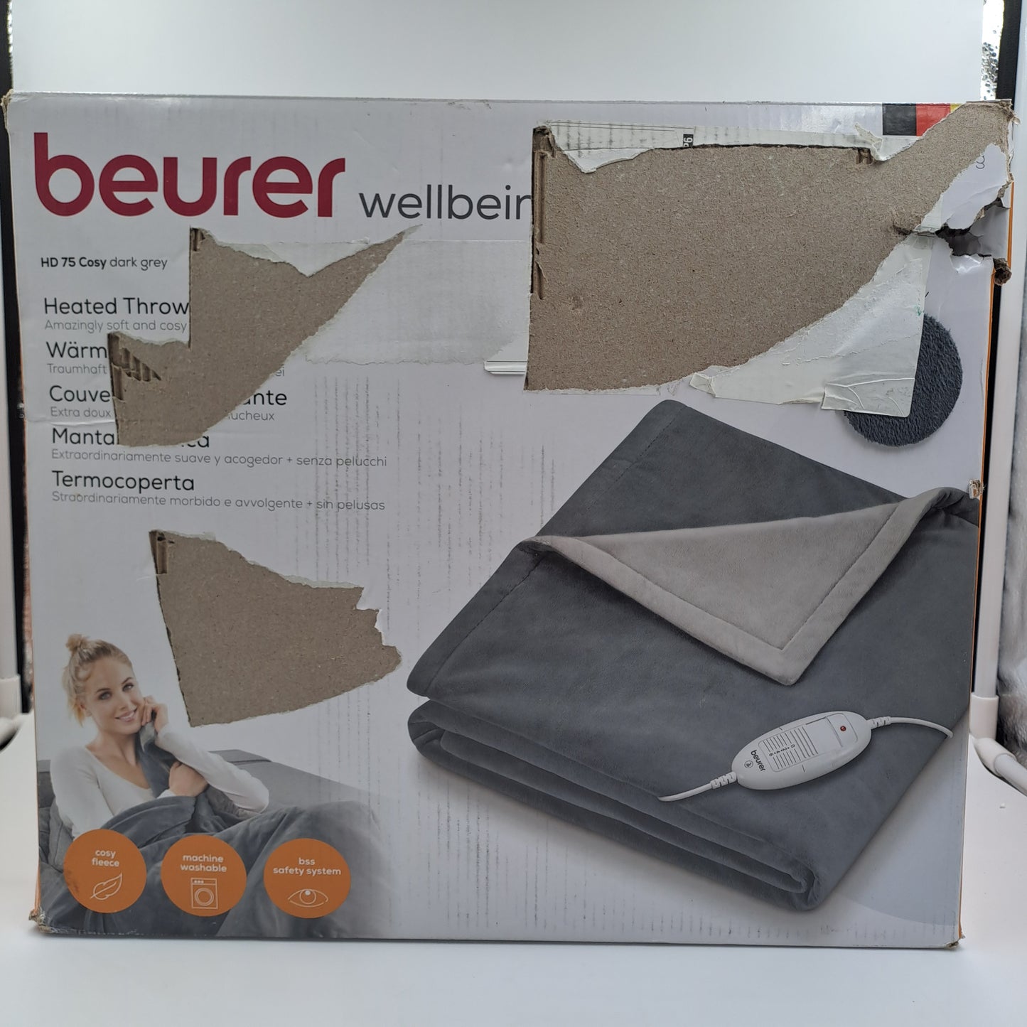 Beurer Wellbeing HD 75 Cosy – Termocoperta Dark Grey