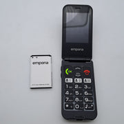 emporiaTALKglam Telefono a Conchiglia 2,4" con Tasto SOS – Nero