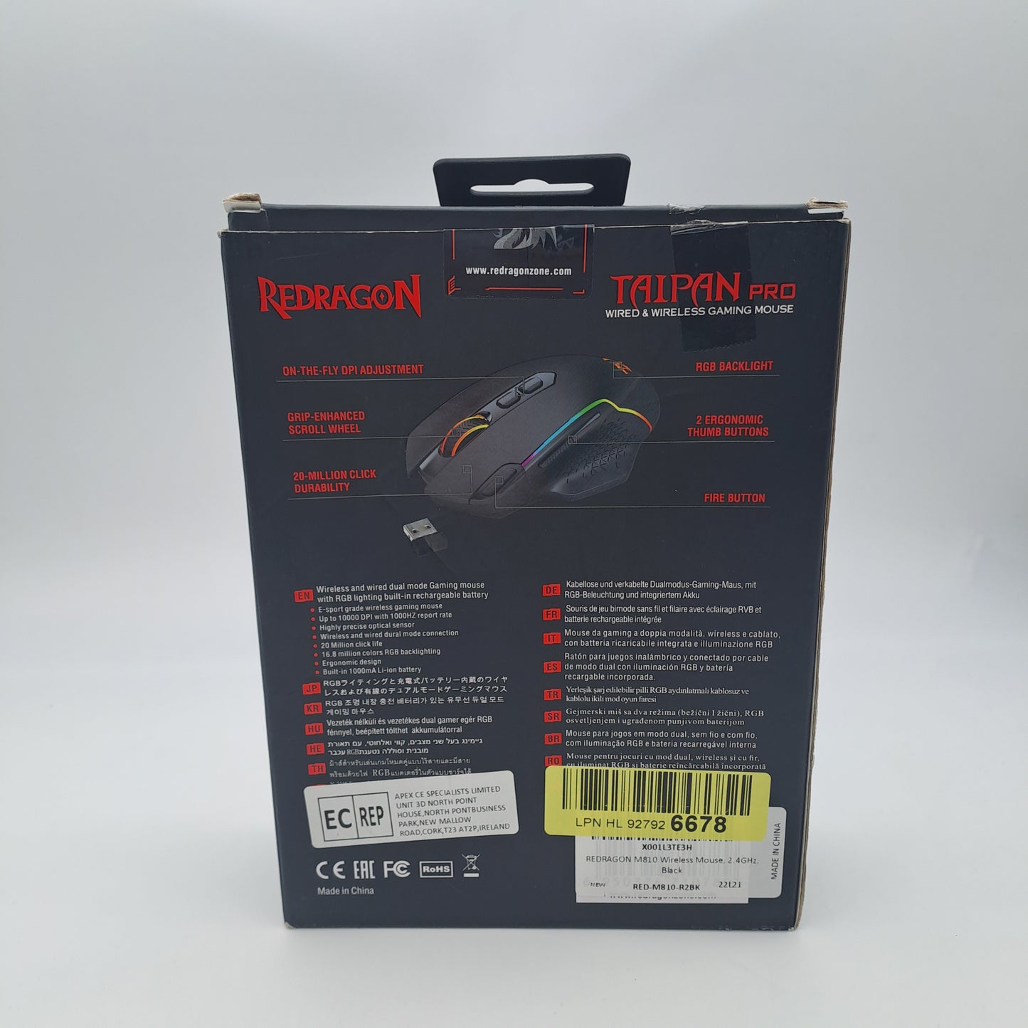 Ratón Gaming Redragon Taipan Pro con Cable e Inalámbrico