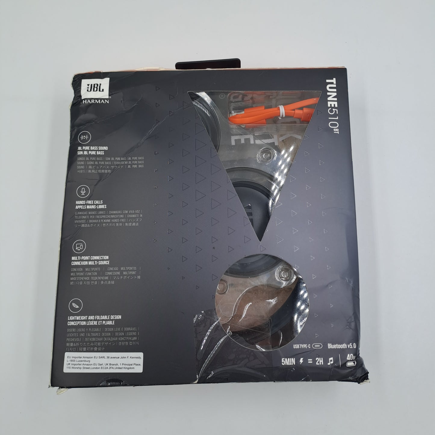 JBL Cuffie Wireless On-Ear Tune 510BT Bluetooth Pure Bass Nere