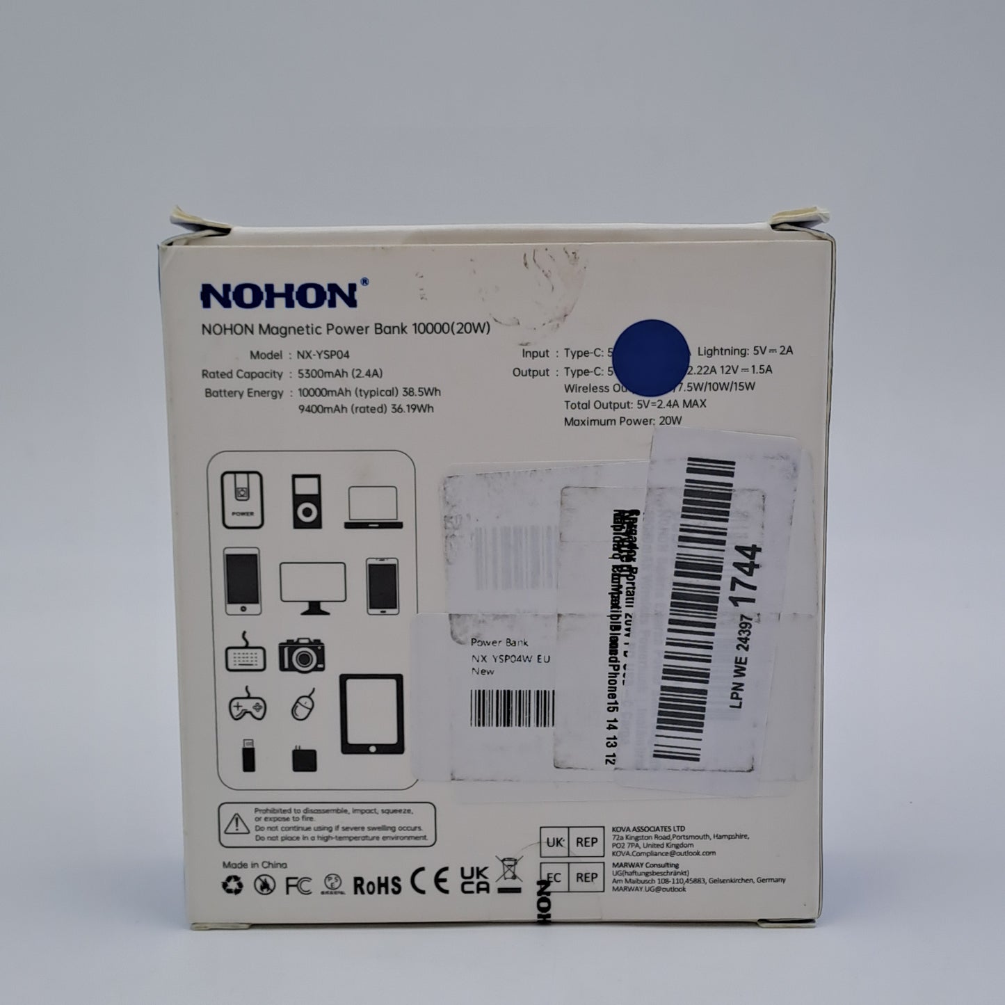 NOHON Power Bank Magnetica 10000 mAh 20W