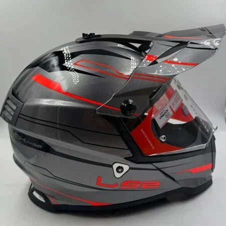 Casque Adventure LS2 MX436 Pioneer Evo Knight – Titanium / Orange – taille XXL