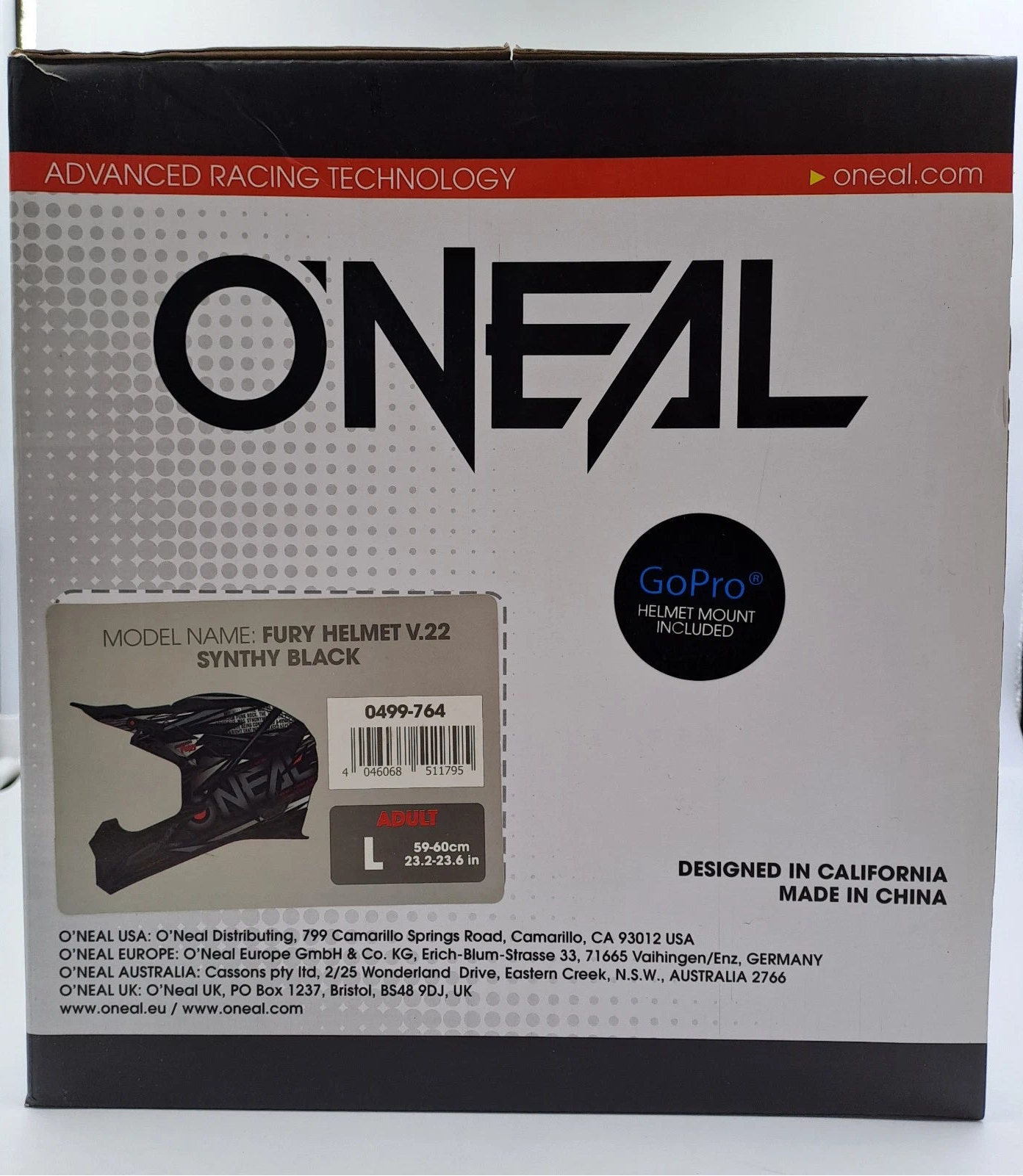 Casco O'NEAL Fury Helmet V.22 Synthy Black – Taglia L